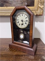 ANTIQUE MAHOGANY MANTEL CLOCK