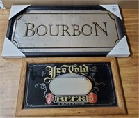 (2) Mirror Signs - Bourbon/Beer