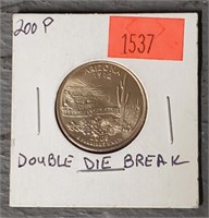 Double Die Break Rare Arizona Quarter