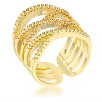 14k Gold-pl. .60ct White Topaz Crisscross Ring