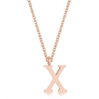 Rose Goldtone Initial Capital Letter "x" Necklace