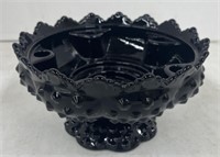 (AD) Heavy Black Hobnail Footed Candle Holder. 4