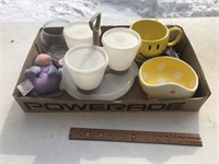 Misc Lot - Storage Containers, Smiley Mug, Etc
