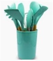 Teal Kitchen Utencil Holder Set & Utencils