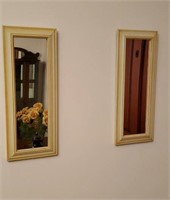 Pair of off white rectangular mirrors approx size