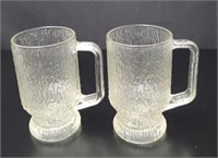 2 Indiana Glass Ice Bark Beer Mugs