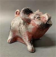 Early Pot Metal Pig Still Coin Bank