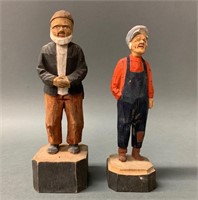 Pair of Early Quebec Wooden Carved Figures