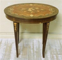 Italian Marquetry Inlaid Musical Parlor Table.