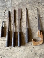 Old wooden handle tool assortment