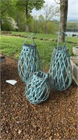 3 hanging wooden candle holders for outdoor