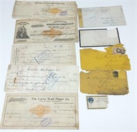 Checks, Receipts Postmarks from 1875 to 1944