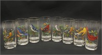 (8) Glass Tumblers w/ Different Bird Images