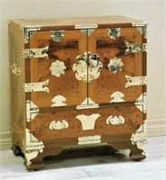 Petite Asian Inspired Brass Banded Side Chest.