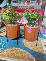 2 brown plants on stands