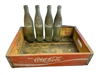 Coca Cola Wood Crate with Empty Bottles