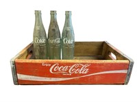 Coca Cola Wood Crate with Bottles