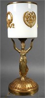 French Art Glass Figural Ormolu Boudoir Lamp