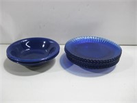 Two Gibson Bowls & 7 Kobalt Plates See Info