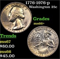 1776-1976-p Washington Quarter 25c Grades GEM++ Un