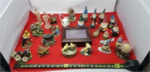 Jewelry Box, Bird & Gnome Figurines