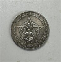 1881 $1 GOAT ANGEL COMMEMORATIVE COIN
