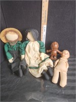 7" Chalkware Kewpie, Amish Soft Sculpture Dolls