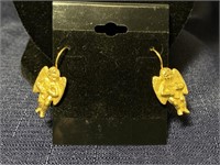 Cherub earrings, gold tone