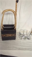 NWT metal napkin holder & decorative wood crate