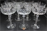 Vintage Burleigh Etched Crystal Champagne Glasses