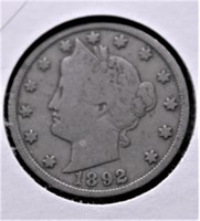 1892 V NICKEL  F