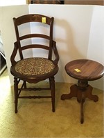 Antique chair and organ stool