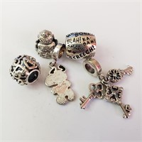 $280 Silver Pack Of 5 Pandora Style Beads