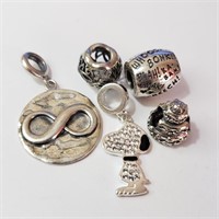 $300 Silver Pack Of 5 Pandora Style Beads