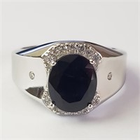 $250 Silver Rhodium Plated Sapphire(4.15ct) Men'S