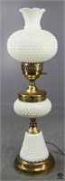 Hobnail Milk Glass/Brass Lamp