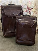 2 Rolling Luggage Pieces, Crocodile Print Vinyl