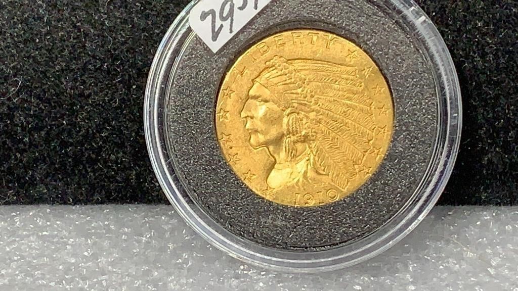 Gold: 1910 $2.50 Indian Head Gold Coin