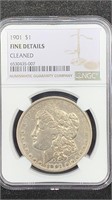 1901 Morgan Silver Dollar NGC Fine Details