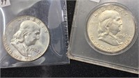 (2) 1963-D Silver Franklin (2) Half Dollars