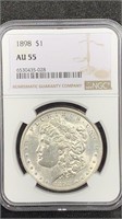 1898 Morgan Silver Dollar NGC AU55