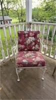 White iron patio chair, little bit longer seat