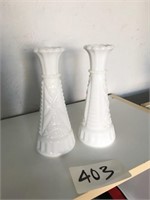 Pair Of White Hand Crafted Ceramic Textured Mini