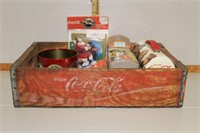 Coke Crate with coke tins and cards