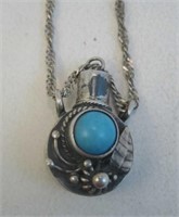 SS & Turquoise Tobacco Bottle Necklace - Tested