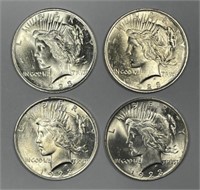 Lot of Four 1923 Peace Silver Dollars $1 UNC BU