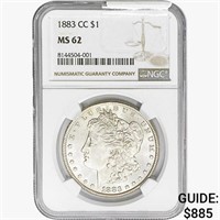 1883-CC Morgan Silver Dollar NGC MS62