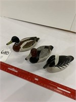 (3) Small Wooden Duck Decoys