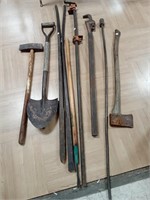 >Hand tools, shovel, breaker bars, pipe wrench,