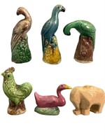 6 Antique Mini Glazed Asian Animals